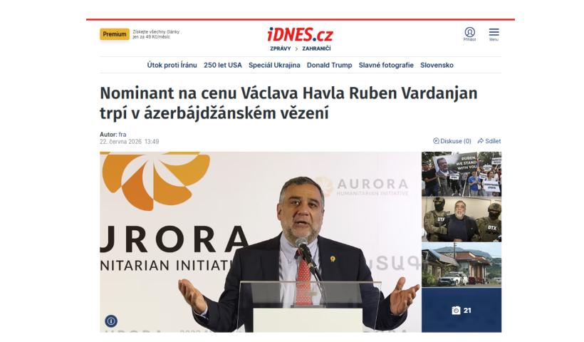 Czech iDNES.cz Covered Ruben Vardanyan’s “Trial”